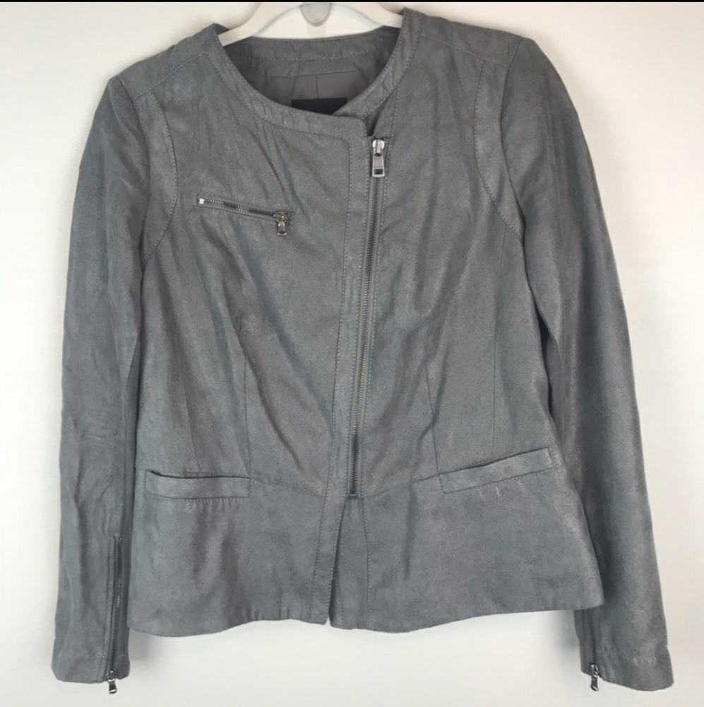 DKNY Jeans faux suede jacket blazer moto coat